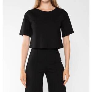 NEW RIPLEY RADER ponte knit short sleeve top in black